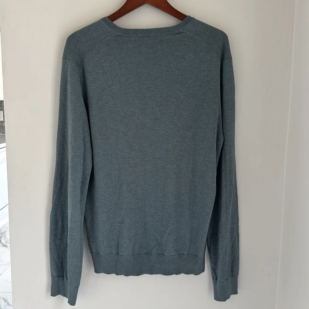 Banana Republic Sweater Mens Large Silk Cashmere V Neck Long Sleeve Gray Knit